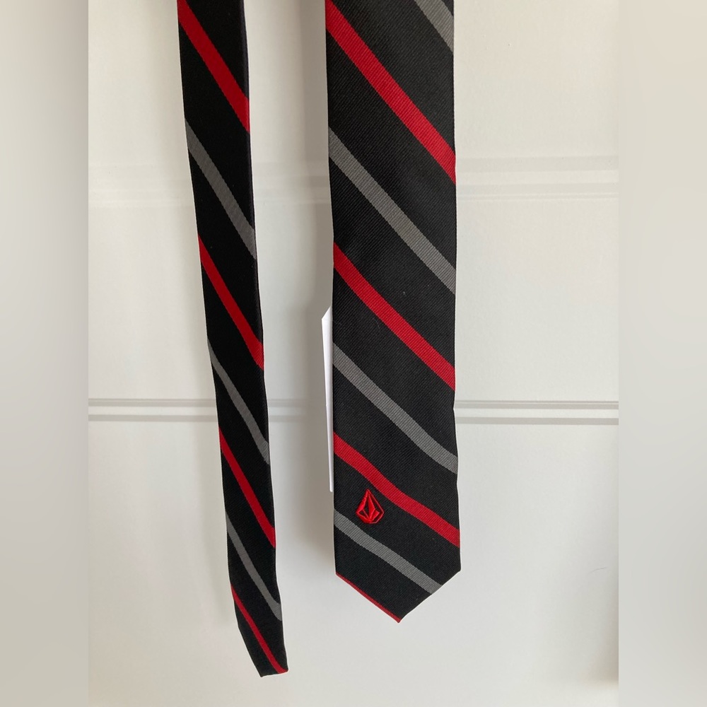 Volcom striped black, red, grey neck tie